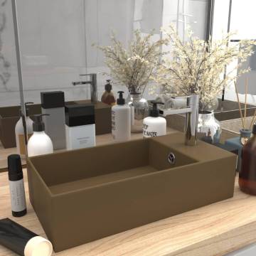 Modern Matt Cream Bathroom Sink with Overflow | Hipomarket