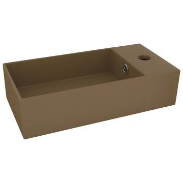 Modern Matt Cream Bathroom Sink with Overflow | Hipomarket