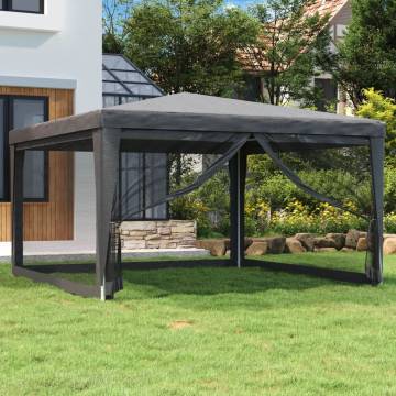 Party Tent with 4 Mesh Sidewalls - Anthracite 4x4 m HDPE