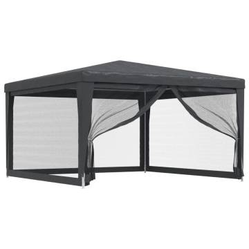 Party Tent with 4 Mesh Sidewalls - Anthracite 4x4 m HDPE