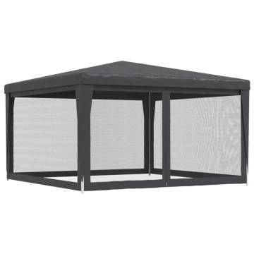 Party Tent with 4 Mesh Sidewalls - Anthracite 4x4 m HDPE