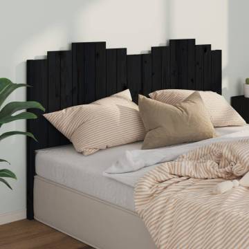 Bed Headboard Black - Solid Pine Wood 186x4x110 cm