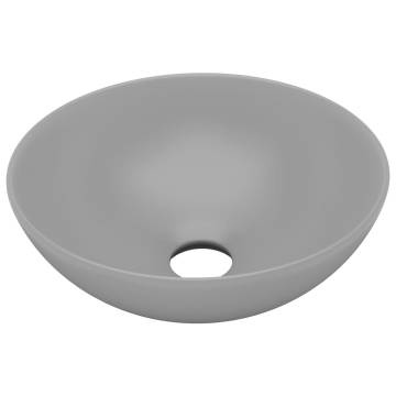 Light Grey Round Ceramic Bathroom Sink | HipoMarket