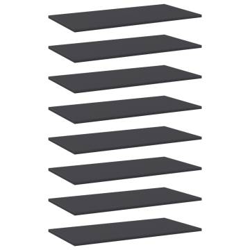 Bookshelf Boards (8 pcs) - Grey 80x40 cm Engineered Wood