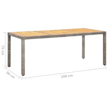 Grey Garden Table 190x90x75 cm - Stylish Outdoor Dining