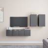 4 Piece TV Cabinet Set High Gloss Grey Engineered Wood Colour high gloss grey Quantity in Package 4 Width 60 cm 