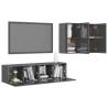 4 Piece High Gloss Grey TV Cabinet Set | Stylish Storage Solution