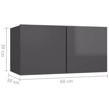 4 Piece High Gloss Grey TV Cabinet Set | Stylish Storage Solution