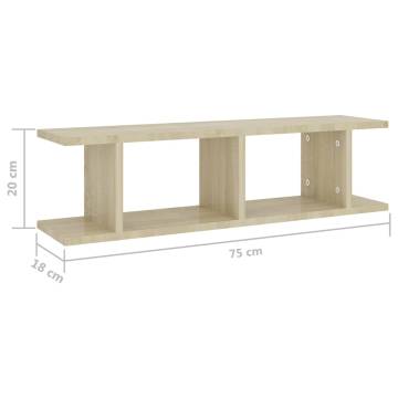 Wall Shelves 2 pcs Sonoma Oak | Stylish Engineered Wood Design