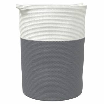 Stylish Grey & White Cotton Storage Basket Ø49x65 cm