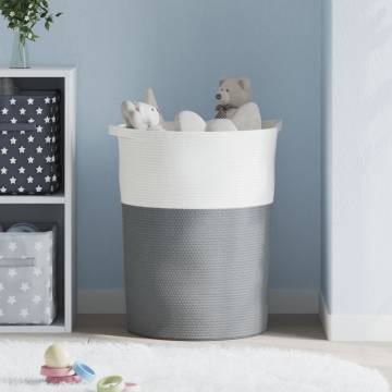 Stylish Grey & White Cotton Storage Basket Ø49x65 cm