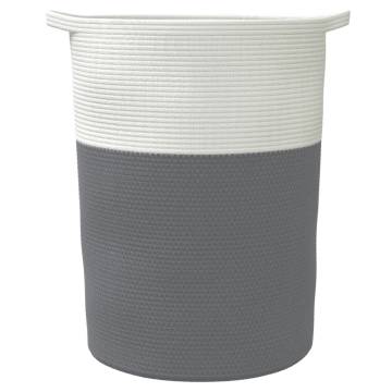 Stylish Grey & White Cotton Storage Basket Ø49x65 cm