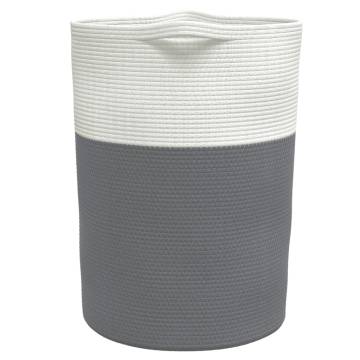 Stylish Grey & White Cotton Storage Basket Ø49x65 cm