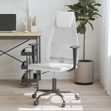 Ergonomic White Mesh & Faux Leather Office Chair | HipoMarket