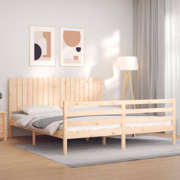 Super King Size Solid Wood Bed Frame with Headboard