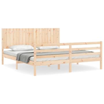 Super King Size Solid Wood Bed Frame with Headboard