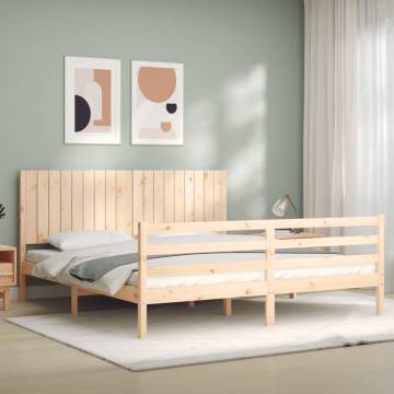 Super King Size Solid Wood Bed Frame with Headboard