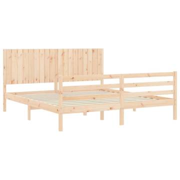 Super King Size Solid Wood Bed Frame with Headboard