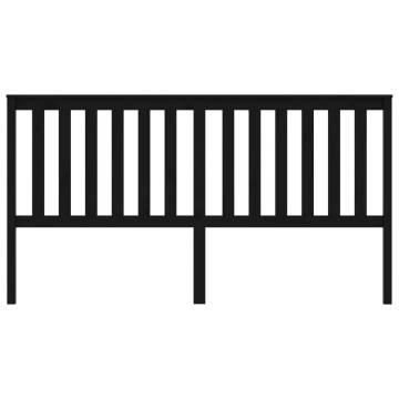 Stylish Black Bed Headboard - Solid Pine Wood - 186x6x101 cm