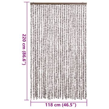 Fly Curtain Taupe & White | 118x220 cm Chenille - HipoMarket