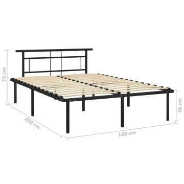 Black Metal Bed Frame 160x200 cm - Elegant Bedroom Design