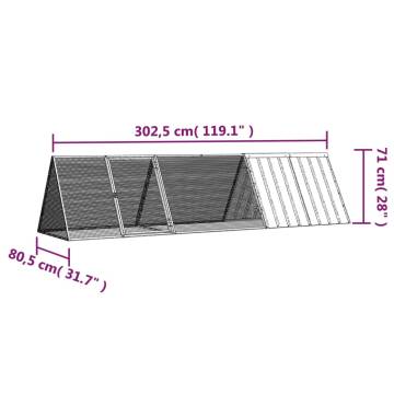 Rabbit Cage Anthracite 302.5x80.5 cm - Secure & Comfortable