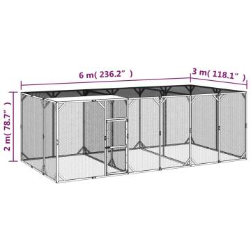 Chicken Coop 600x300x200 cm - Solid Pine Wood & Polyester Roof