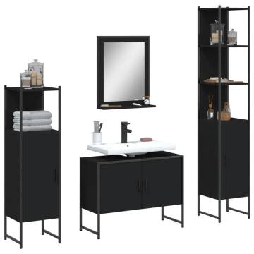 4 Piece Black Bathroom Cabinet Set | Stylish Storage Solution