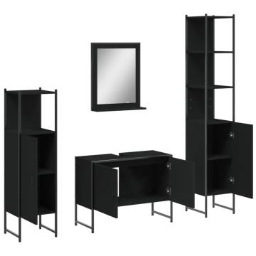 4 Piece Black Bathroom Cabinet Set | Stylish Storage Solution