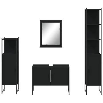 4 Piece Black Bathroom Cabinet Set | Stylish Storage Solution