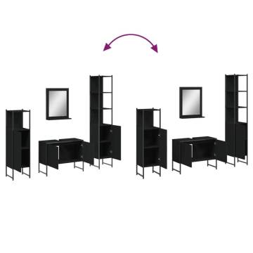 4 Piece Black Bathroom Cabinet Set | Stylish Storage Solution