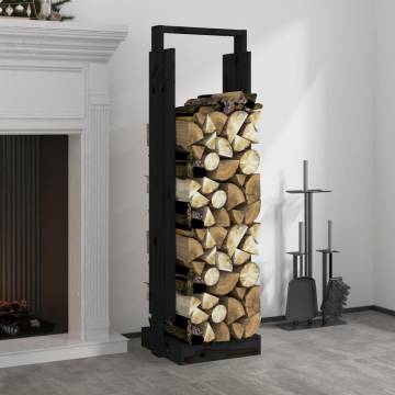 Black Log Holder - Solid Pine Wood, 33.5x30x110 cm