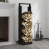 Black Log Holder - Solid Pine Wood, 33.5x30x110 cm