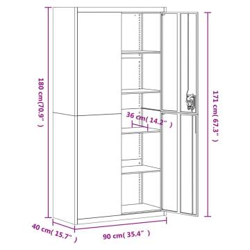 File Cabinet Anthracite & White - 90x40x180 cm Steel