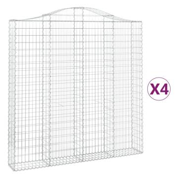 Arched Gabion Baskets - 4 pcs Galvanised Iron | HipoMarket