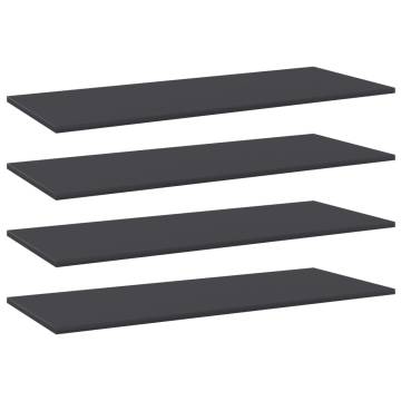 Bookshelf Boards (4 pcs) - Grey Engineered Wood 100x40 cm