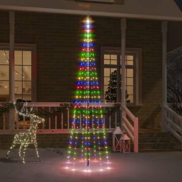 Colorful Christmas Tree on Flagpole – 310 LEDs, 300 cm