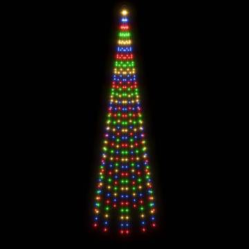 Colorful Christmas Tree on Flagpole – 310 LEDs, 300 cm