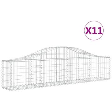 Arched Gabion Baskets - 11 pcs Galvanised Iron Garden Barriers