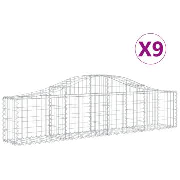 Arched Gabion Baskets - 9 pcs Galvanised Iron for Garden Decor