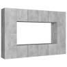 8 Piece Concrete Grey TV Cabinet Set | Stylish & Practical