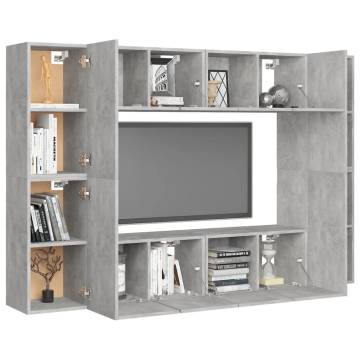 8 Piece Concrete Grey TV Cabinet Set | Stylish & Practical