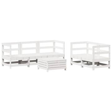 6 Piece White Solid Wood Pine Garden Sofa Set | Hipomarket