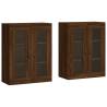 Elegant Wall Mounted Cabinets - Brown Oak - 2 Pcs | Hipo Market