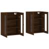 Elegant Wall Mounted Cabinets - Brown Oak - 2 Pcs | Hipo Market