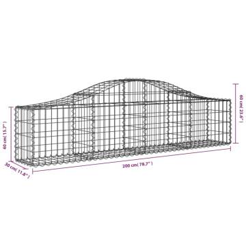 Arched Gabion Basket 200x30x4060 cm - Galvanised Iron Garden Barrier