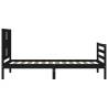 Black Single Bed Frame with Headboard - Solid Wood