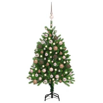 Lifelike Pre-lit Christmas Tree with Ball Set - 120 cm Green