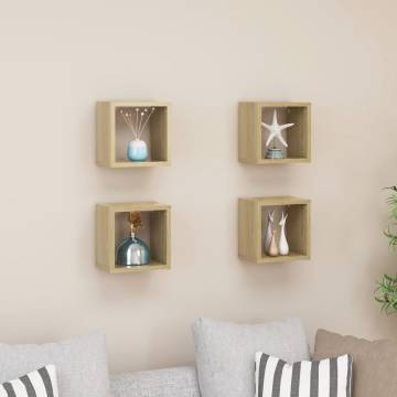 Wall Cube Shelves 4 pcs Sonoma Oak | Stylish Floating Storage