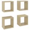 Wall Cube Shelves 4 pcs Sonoma Oak | Stylish Floating Storage